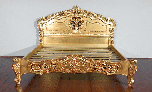 Royal Gold Leaf Hand Carved Bed