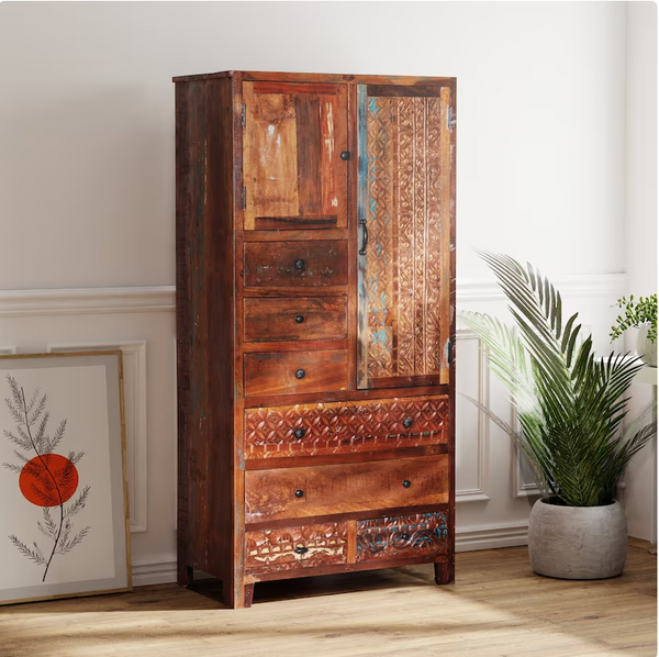 Rustic Solid Wooden Reclaimed Wardrobe Armoire