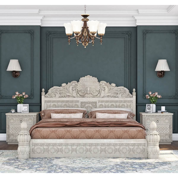 Juffair Hand Carved Solid Wood Platform Bed