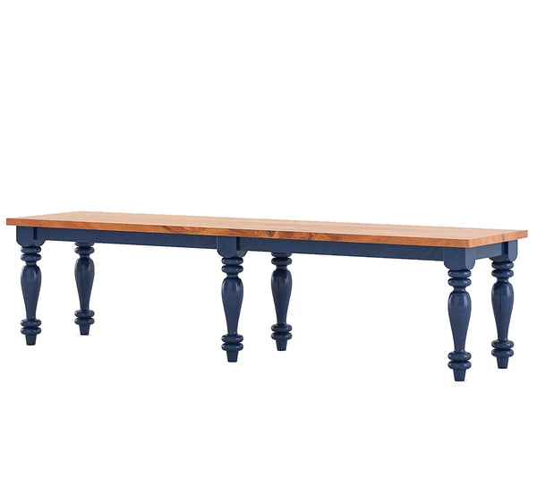 RECTO Blue Two-Tone Solid Wood Large Bench