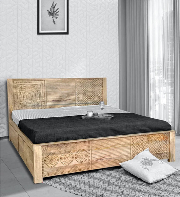 Vivid Sahara Contemporary Mango Wood Bed