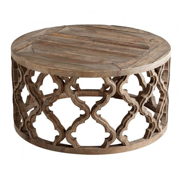 Hand Carved Floral Round Coffee Table