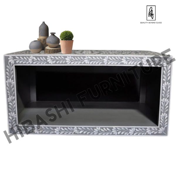 Pandora Bone inlay Gray Floral Coffee Table